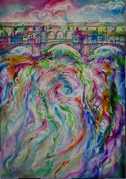 Flood on the Arno river - a Paint Artowrk by Marco  Droghetti 